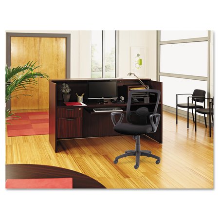 Alera Reception Desk, 35-1/2" D, 71" W, 42-1/2" H, Mahogany, Woodgrain Laminate ALEVA327236MY